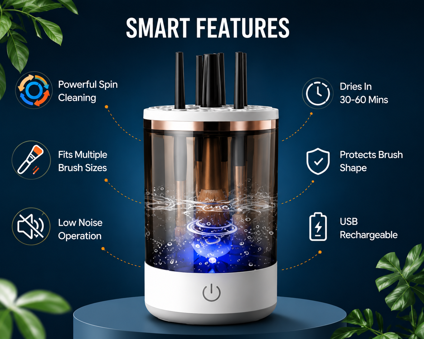 Electric Cosmetic Makeup Brush Cleaning Tool, Makeup Brush Cleaner Machine, One-Button Operation